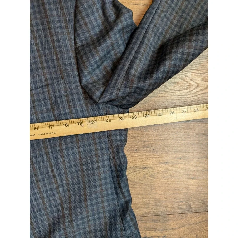 Peter Millar Mens Plaid Blazer Sport Coat Jacket 44T Navy Brown‎ Wool